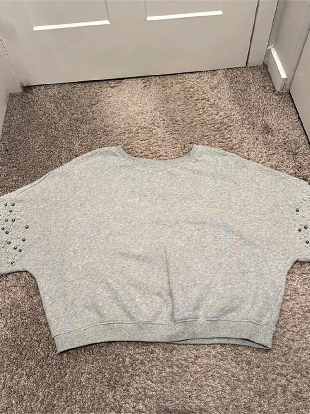 Anthropologies Beaded Gray Sweatshirt Size XL